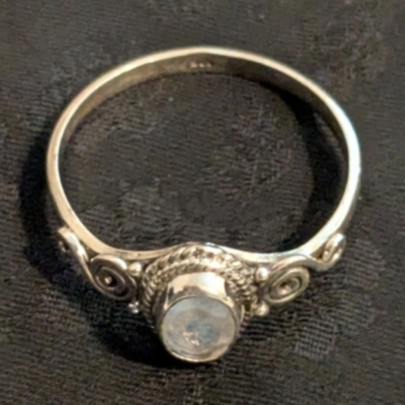 New 925 Solid Sterling Silver Natural Rainbow Moonstone Ring Size 11 - Picture 5 of 9